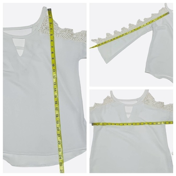 LE Lis White Crochet Lace Cut-Out Blouse Small - Picture 11 of 12